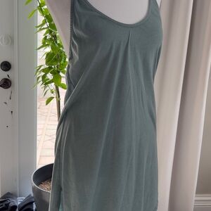 Lulu's Green Chemise with Spaghetti Straps and Scoop Neckline